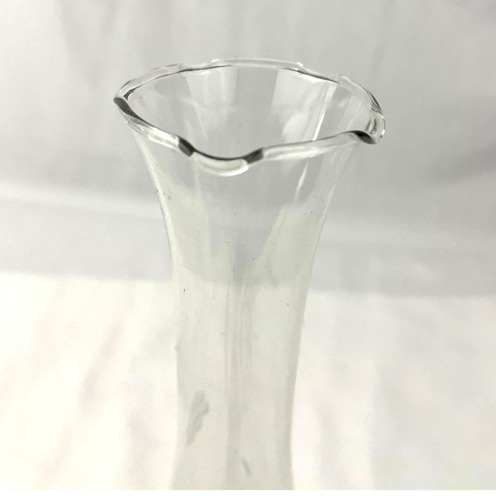 VTG‎ Flower Etched Glass Bud Vase Grape Design 10" Tall Clear Home Decor 1960's - Picture 4 of 12